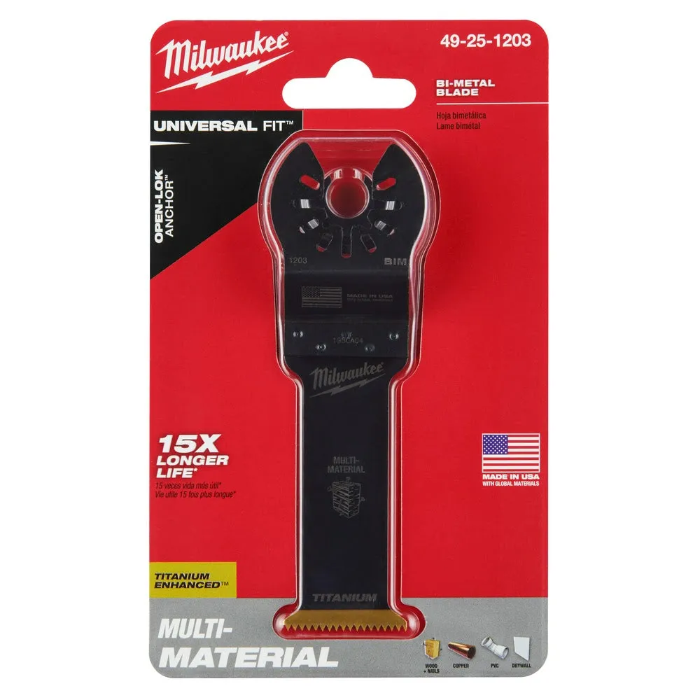 Milwaukee  49-25-1203 Milwaukee® OPEN-LOK™ 1-1/4" TITANIUM ENHANCED BI-METAL MULTI-MATERIAL BLADE 1PK