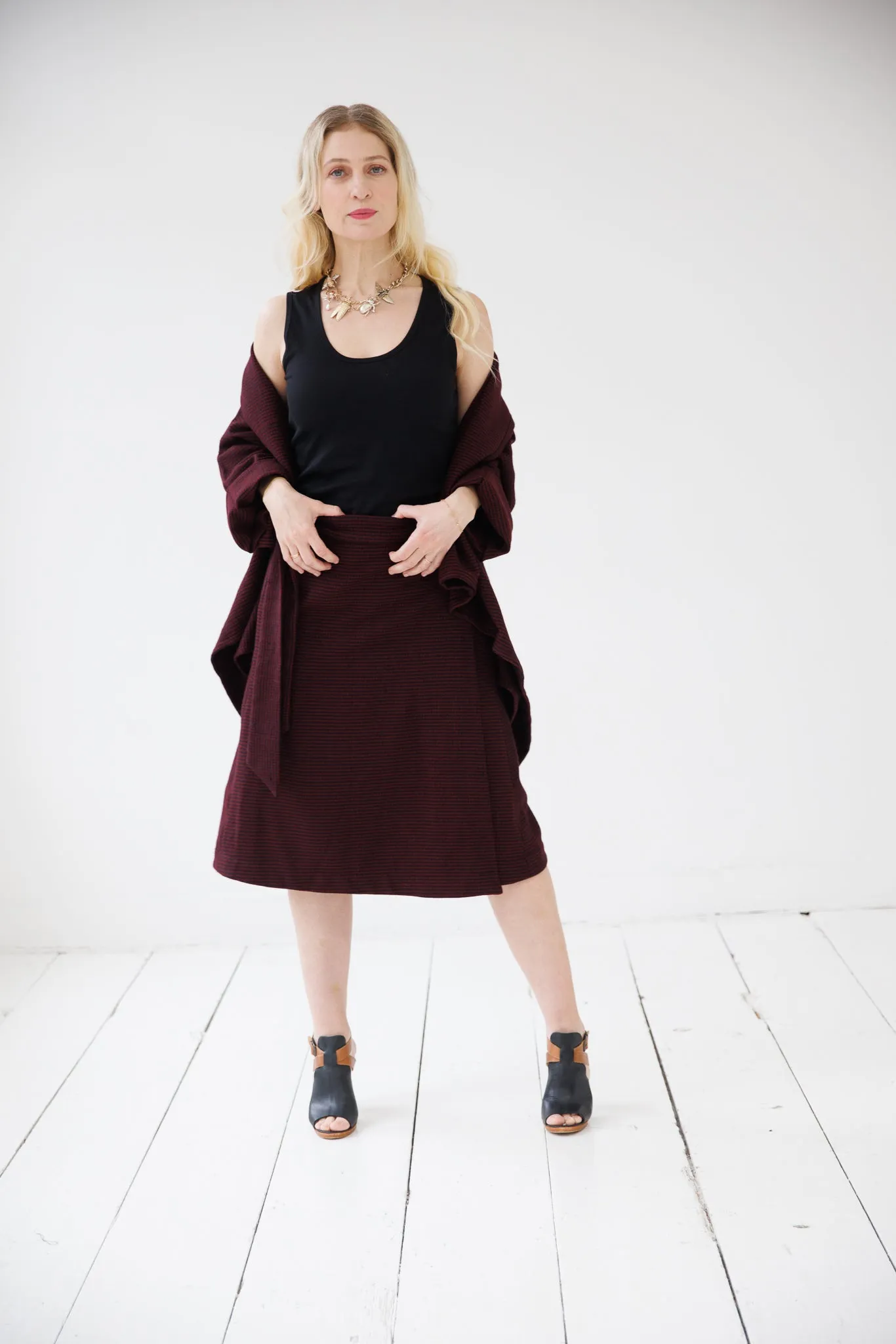 NEW! Wool Wrap Skirt Cocoon Maroon