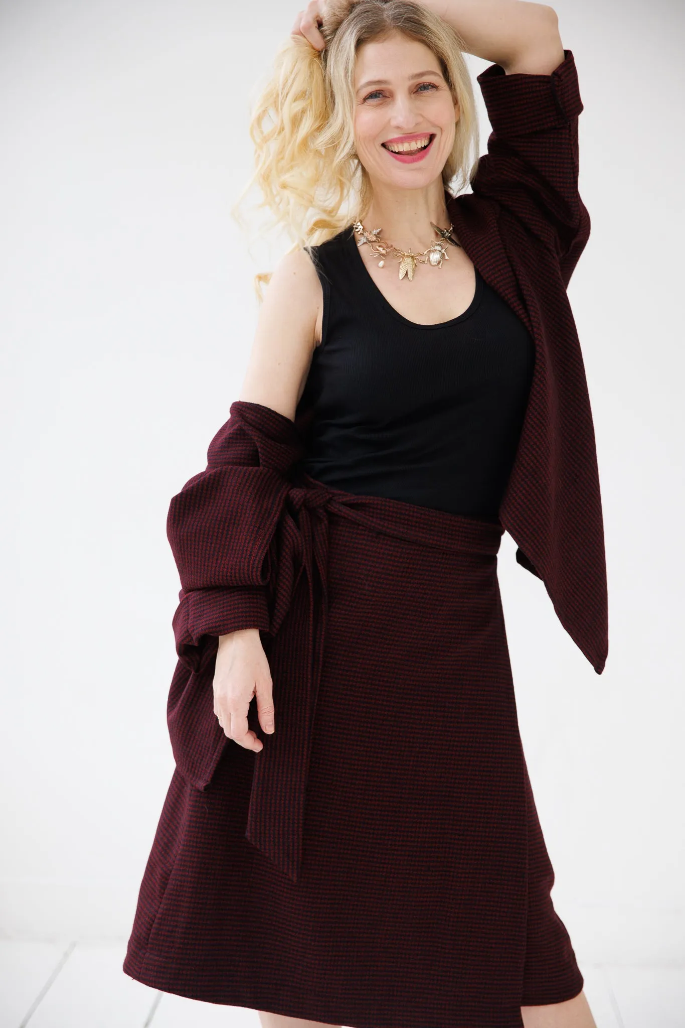 NEW! Wool Wrap Skirt Cocoon Maroon