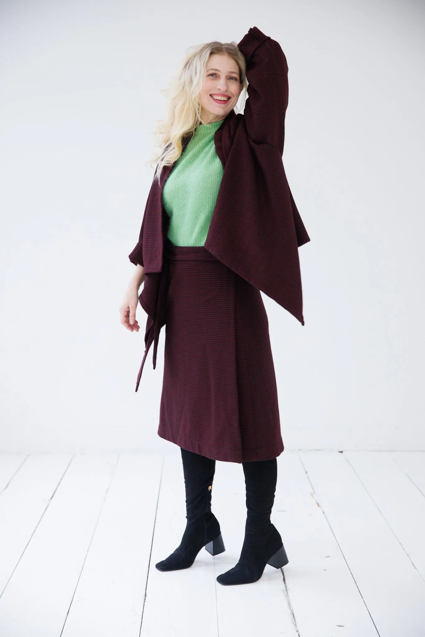 NEW! Wool Wrap Skirt Cocoon Maroon