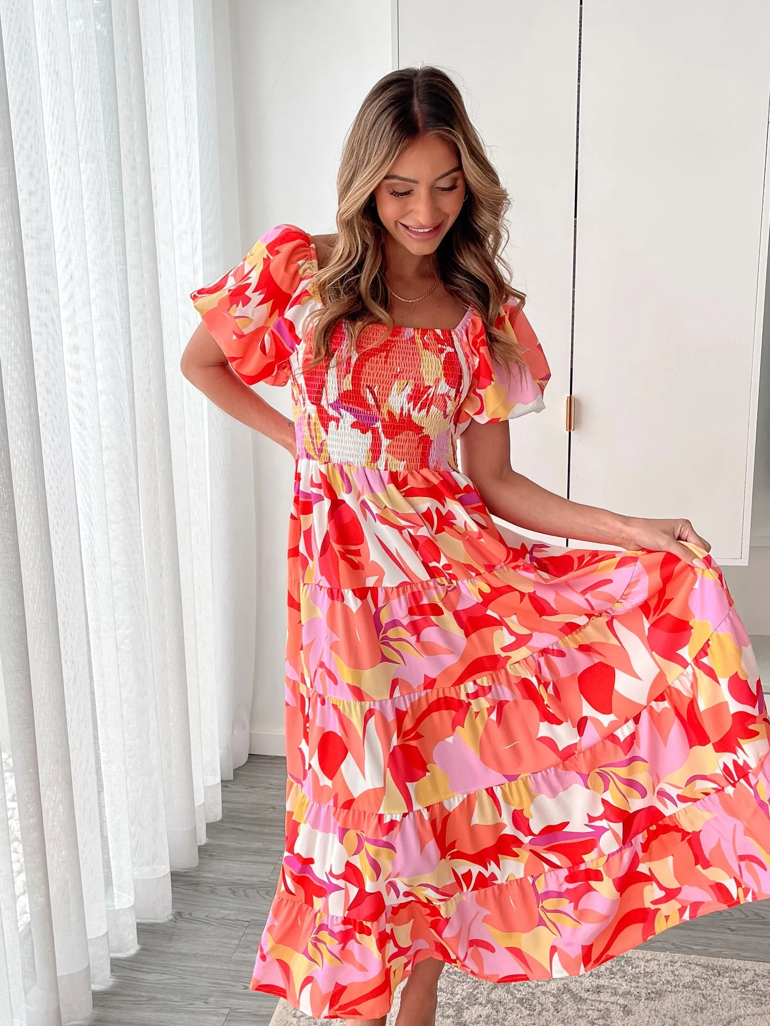 Niccola Dress - Orange Print