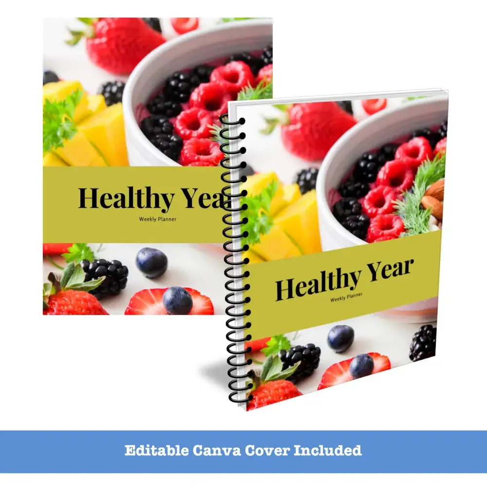 ON SALE - Healthy Year Evergreen PLR Planner - Canva Template