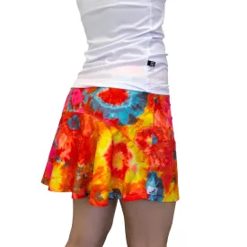 Orange Tie Dye Athletic Flutter Golf, Running, Tennis Skort w/ pockets- Golf Skirt