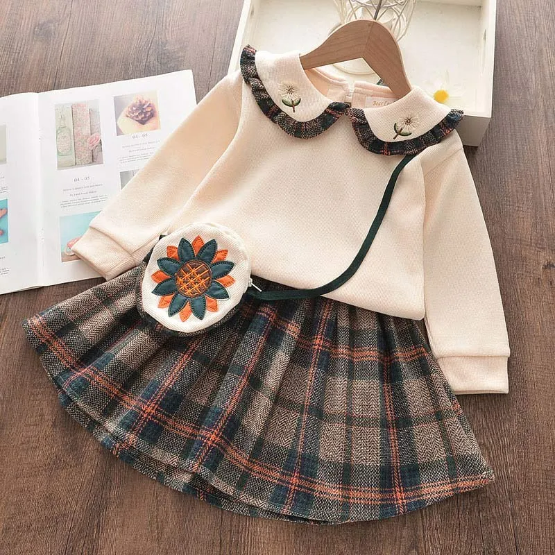 Pleated Jumper Dress Set with Coordinating Purse