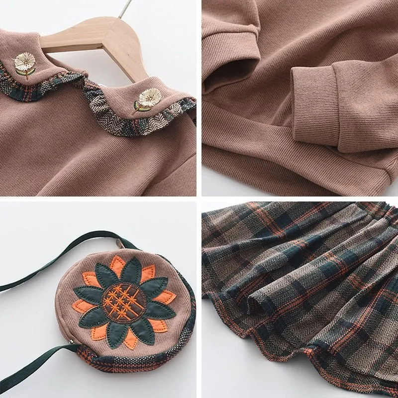 Pleated Jumper Dress Set with Coordinating Purse