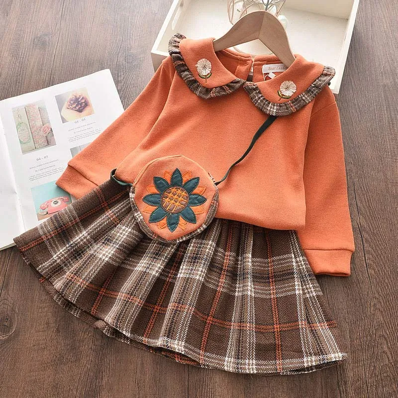 Pleated Jumper Dress Set with Coordinating Purse