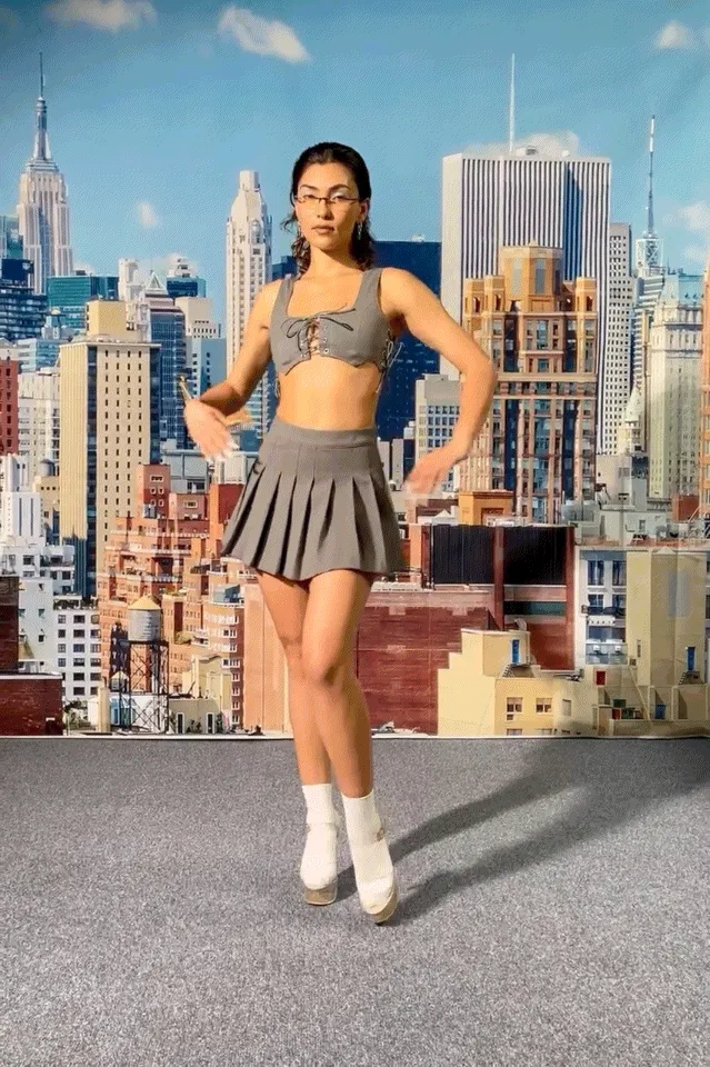 Pleated Micro Mini Skirt Gray
