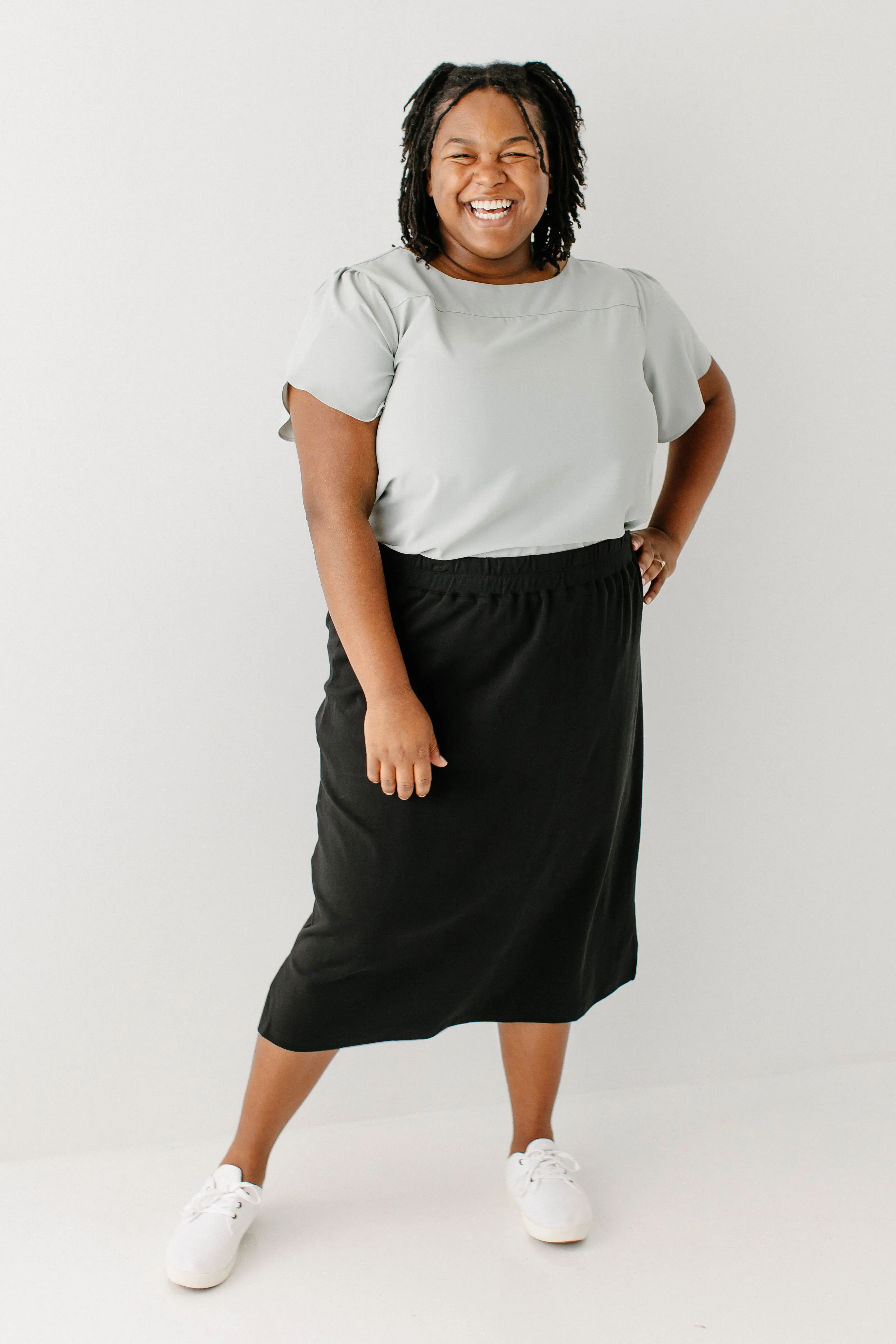 Plus 'Cheryl' Flutter Sleeve Top FINAL SALE