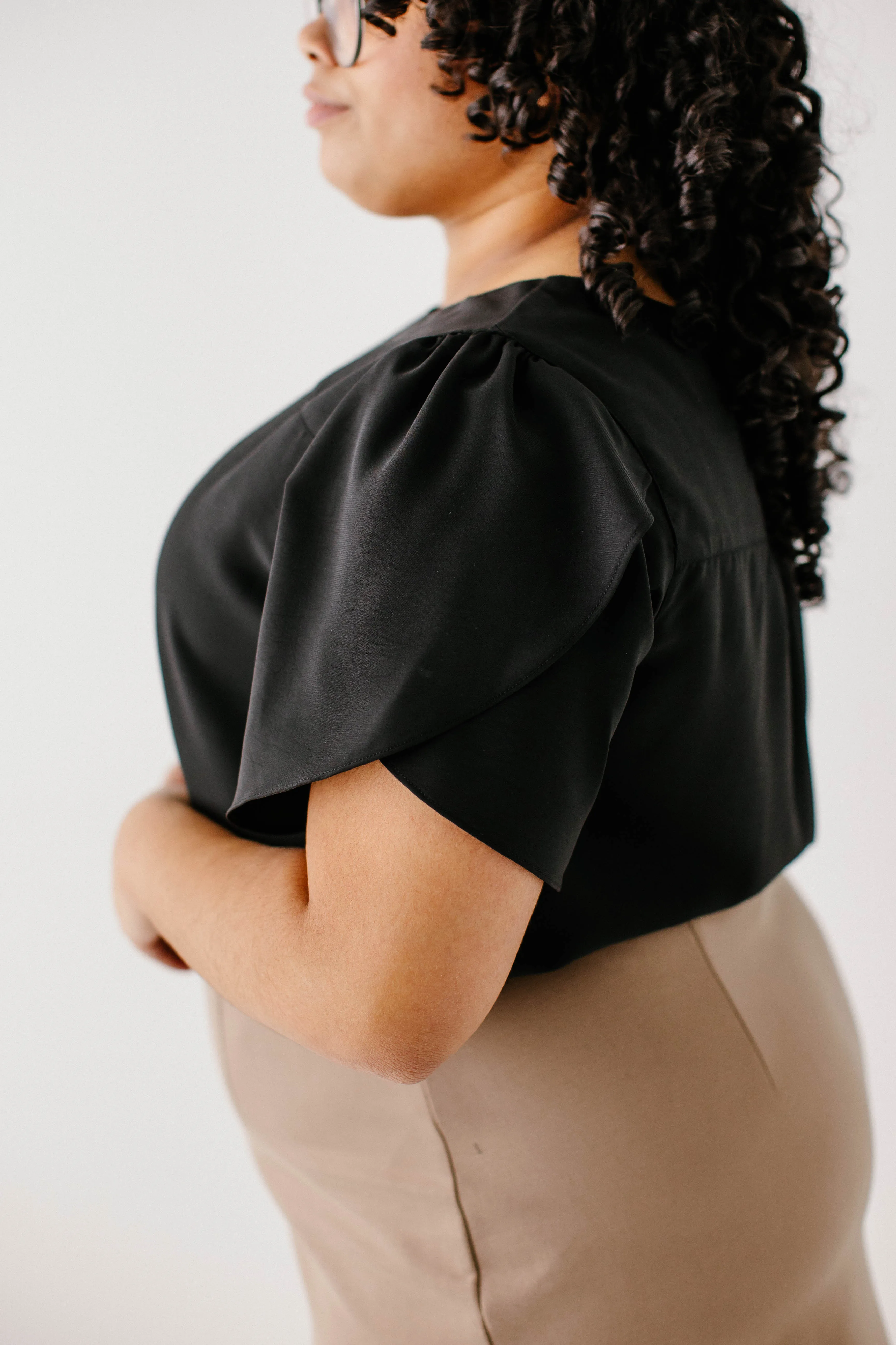 Plus 'Cheryl' Flutter Sleeve Top FINAL SALE
