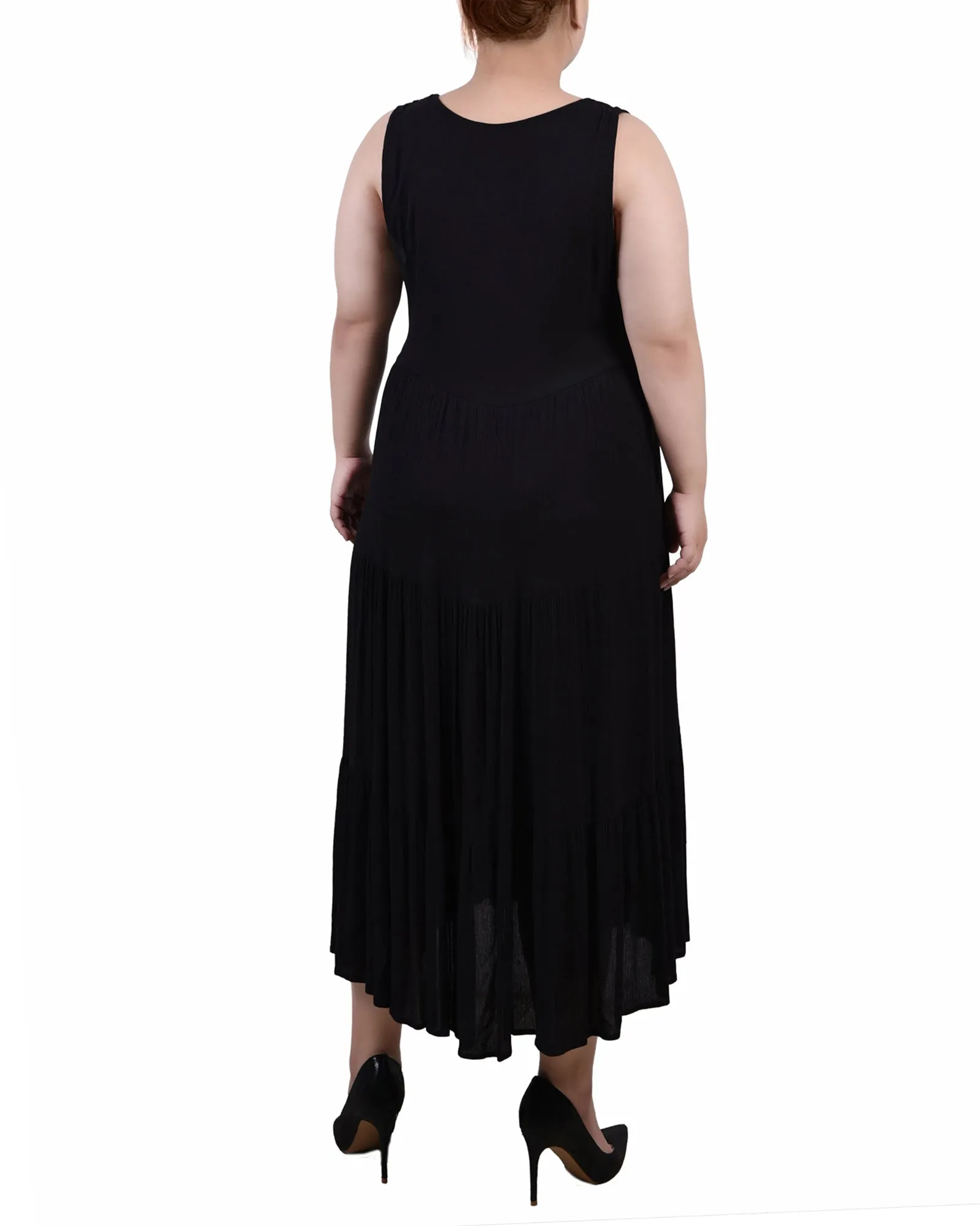 Plus Size Sleeveless Surplice Tiered Dress