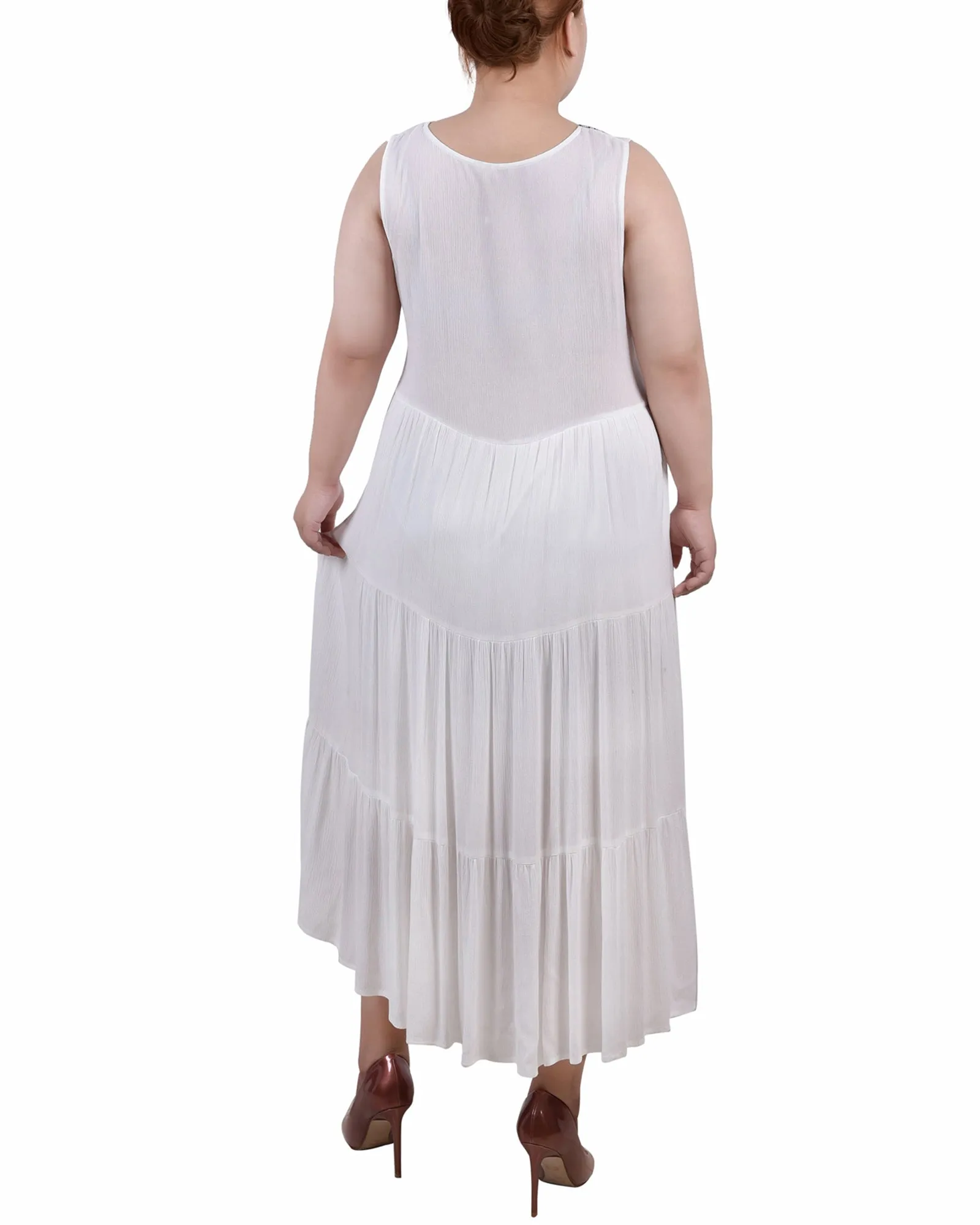 Plus Size Sleeveless Surplice Tiered Dress