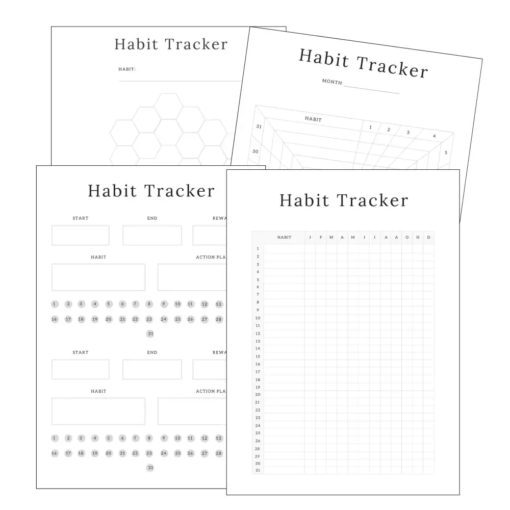Premium Habit Tracker Planning Sheets - PLR with Canva Template
