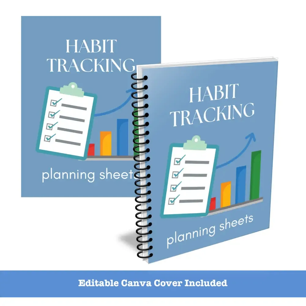 Premium Habit Tracker Planning Sheets - PLR with Canva Template