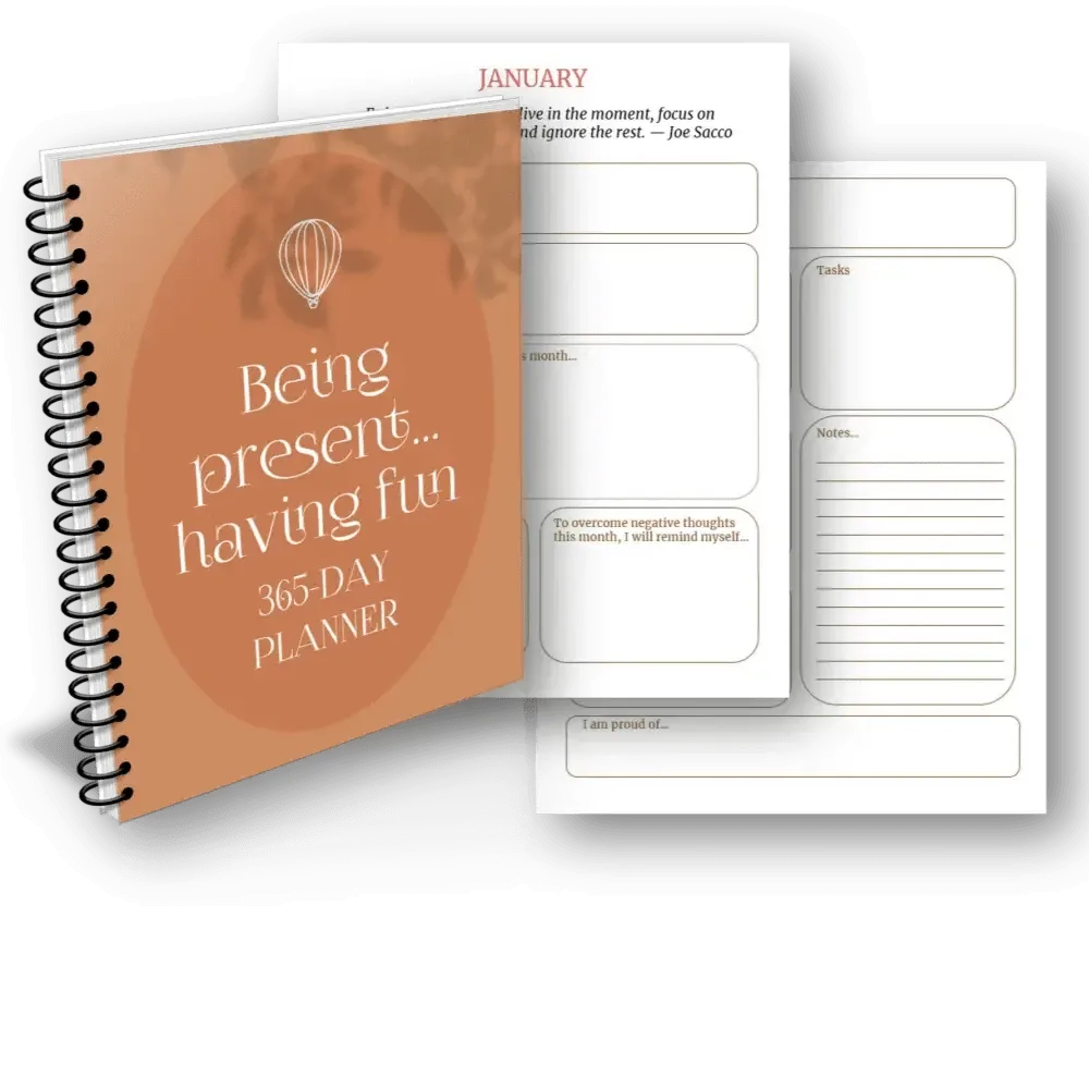 "Being Present Having Fun" 365-Day Printable Planner with Private Label Rights