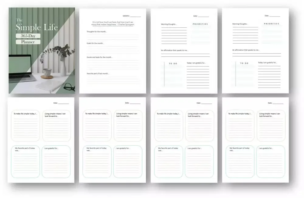 "The Simple Life" 365-Day Printable Planner with Private Label Rights