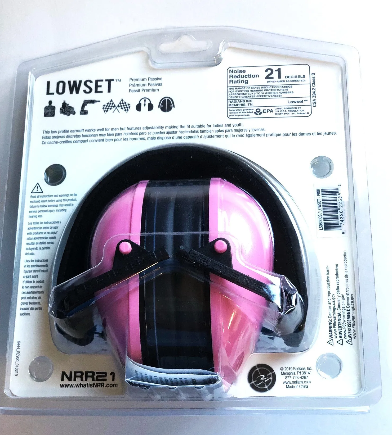 Radians Lowset Earmuff Pink
