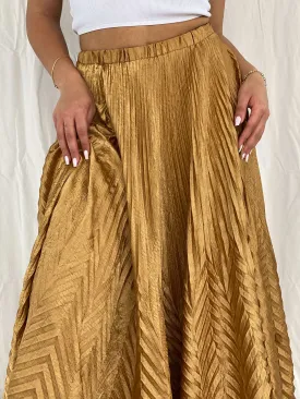 Rare Vintage 80s Designer Jeanne Marc Maxi Pleated Skirt - Size S