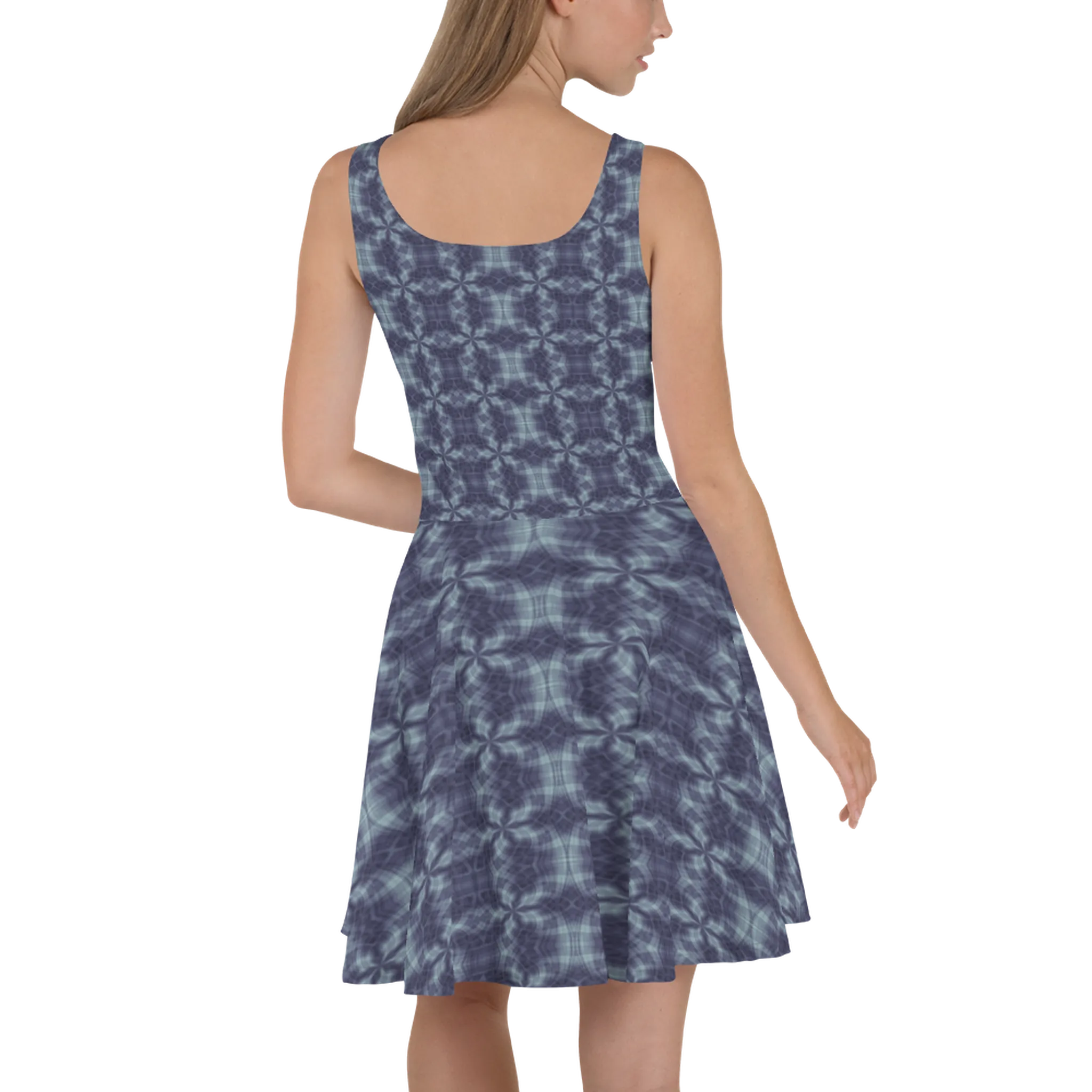 Recursia Argyle Rewired Skater Dress In Blue