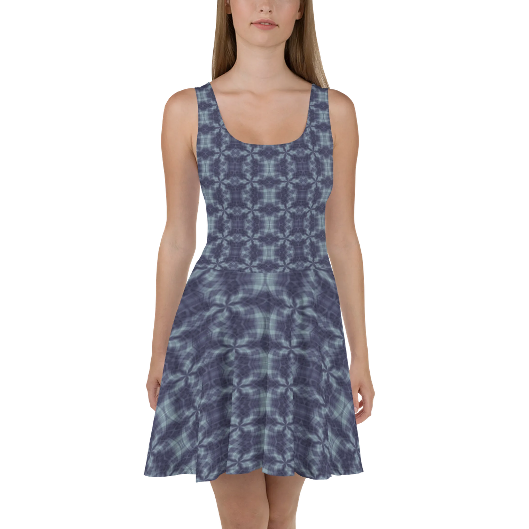 Recursia Argyle Rewired Skater Dress In Blue