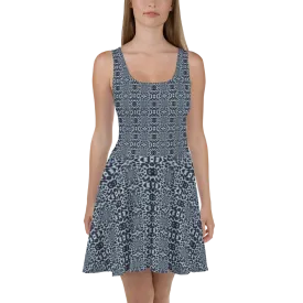 Recursia Contemplative Jaguar Skater Dress In Blue