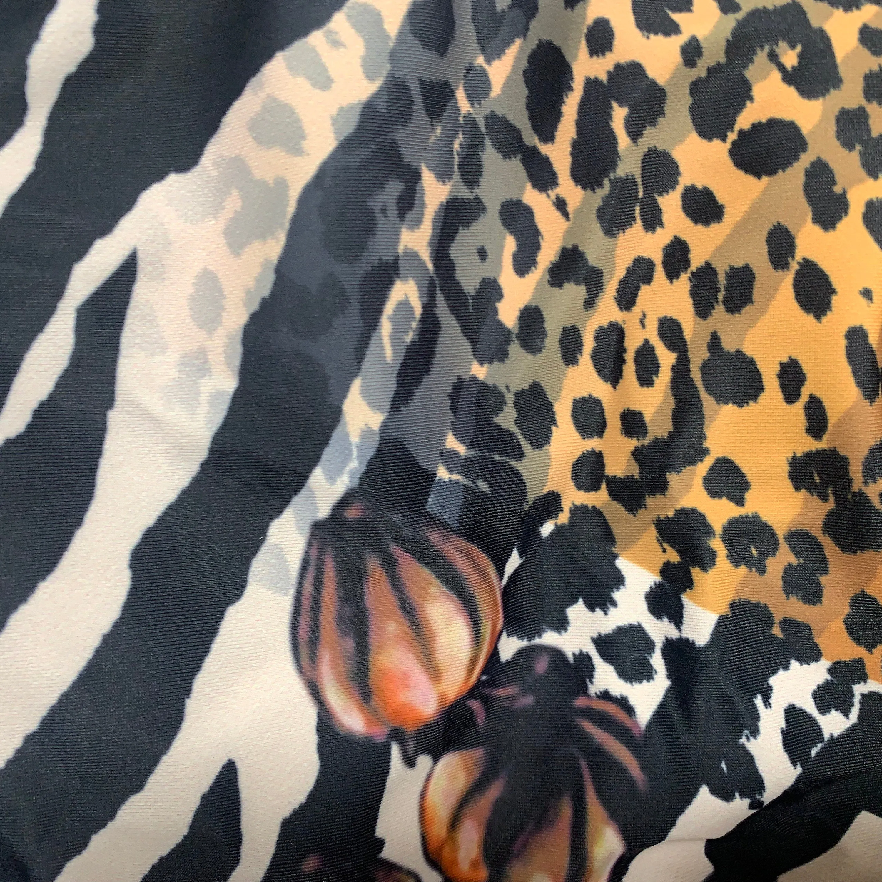 resort wrap / cover-up SERENGETI Zebra - Cheetah hybrid: midi dress / maxi skirt black white brown cream beach pool lake spa hot tub resort