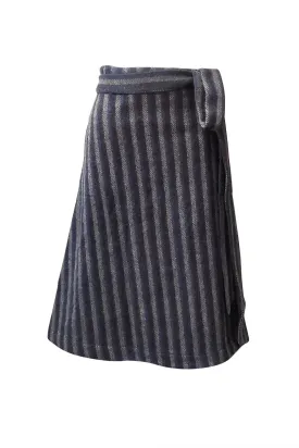 ReWool Wrap Skirt Black and Navy Plaid