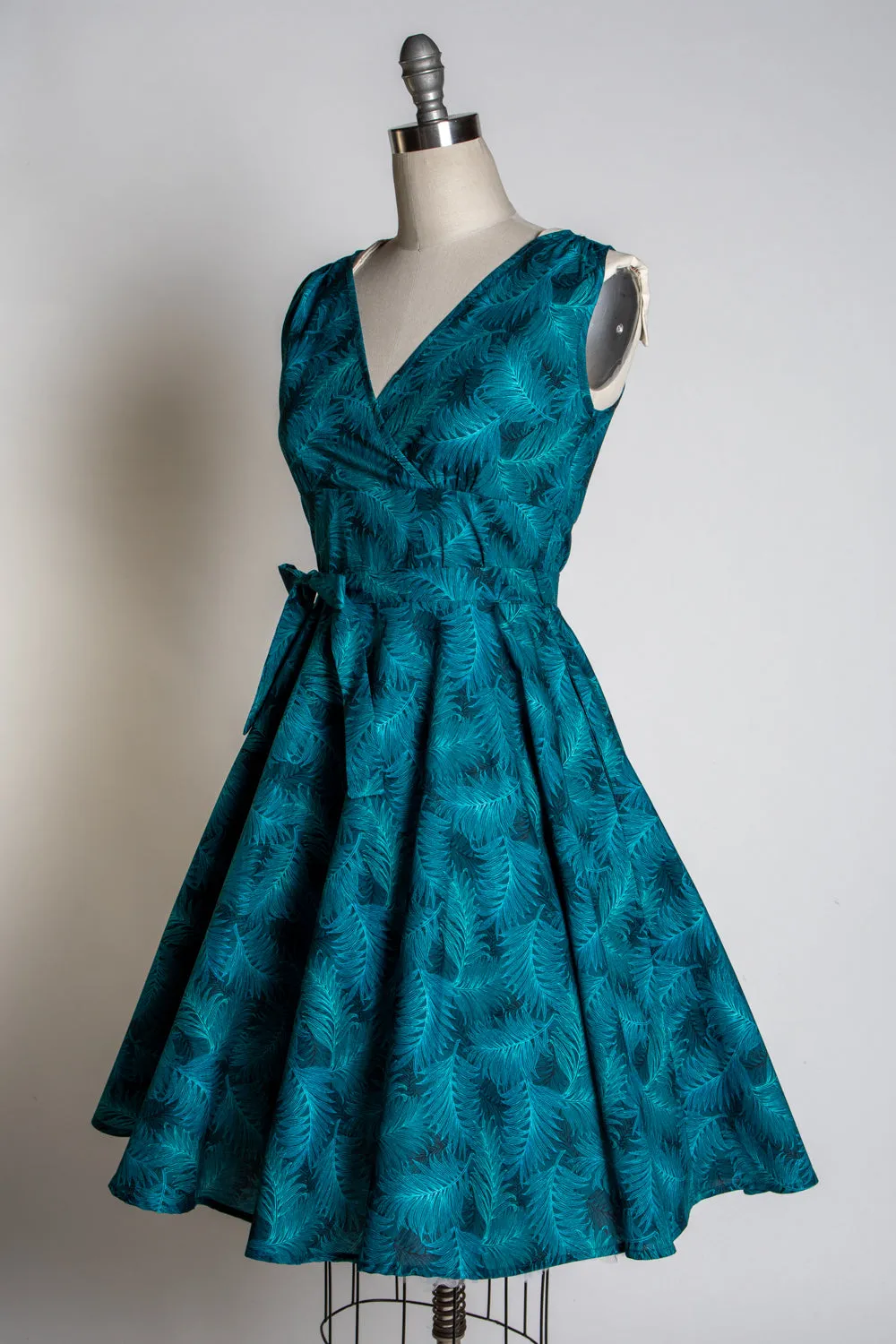 Serena Swing Dress- Teal Ferns