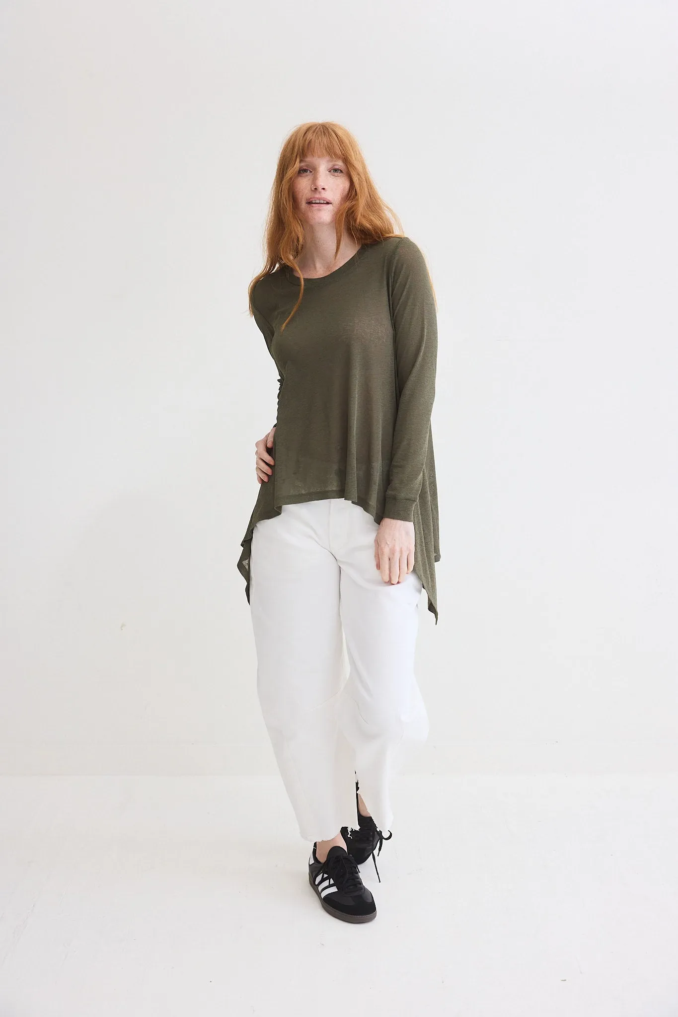 Sheer Knit High Low Top