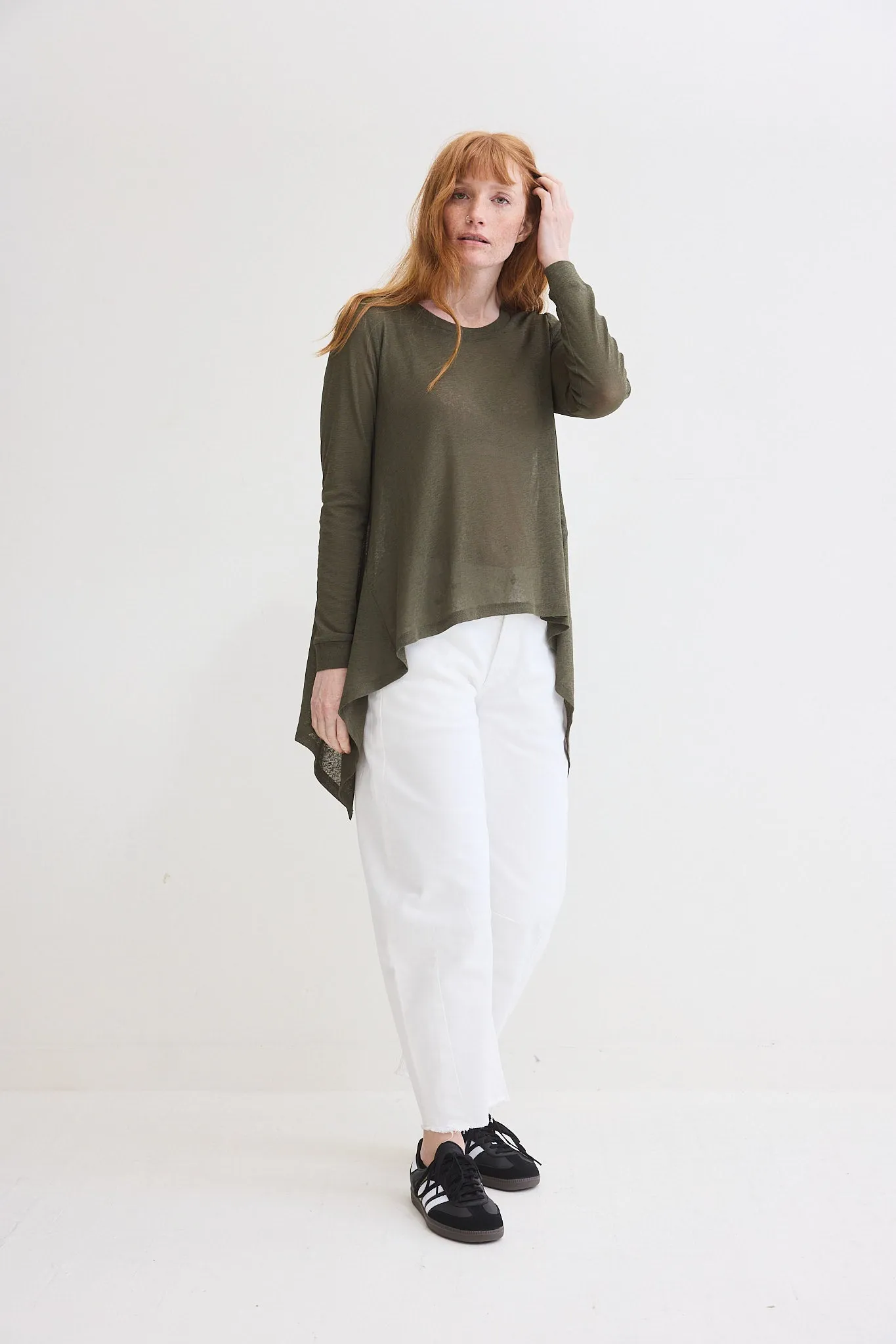 Sheer Knit High Low Top