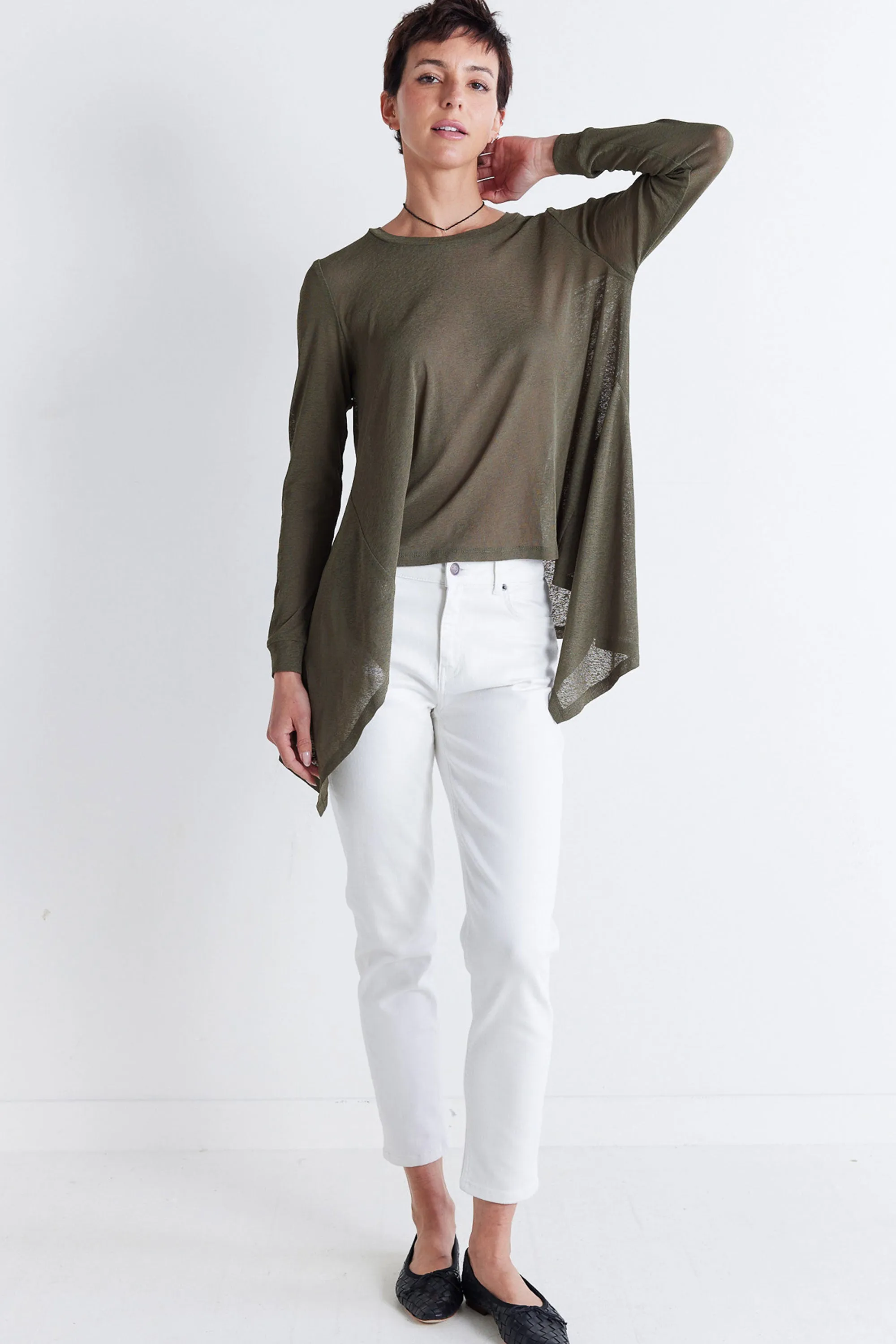 Sheer Knit High Low Top