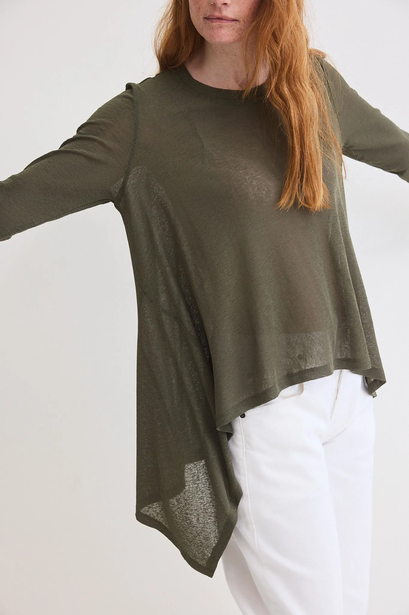 Sheer Knit High Low Top