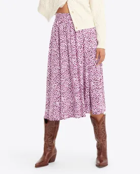 Side Slit Skirt in Pink Square Dot