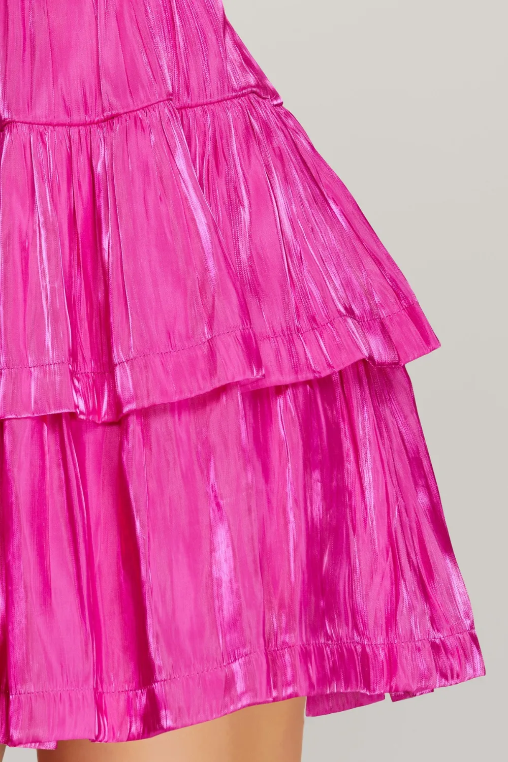 SILKY TIERED RUFFLE DRESS | PINK