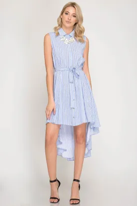 Sleeveless High Low Shirt Dress