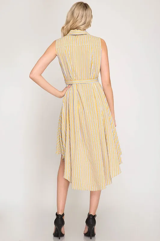 Sleeveless High Low Shirt Dress