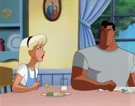 Superman the Animated Series Original Production Cel on Original Background: Clark and Kara