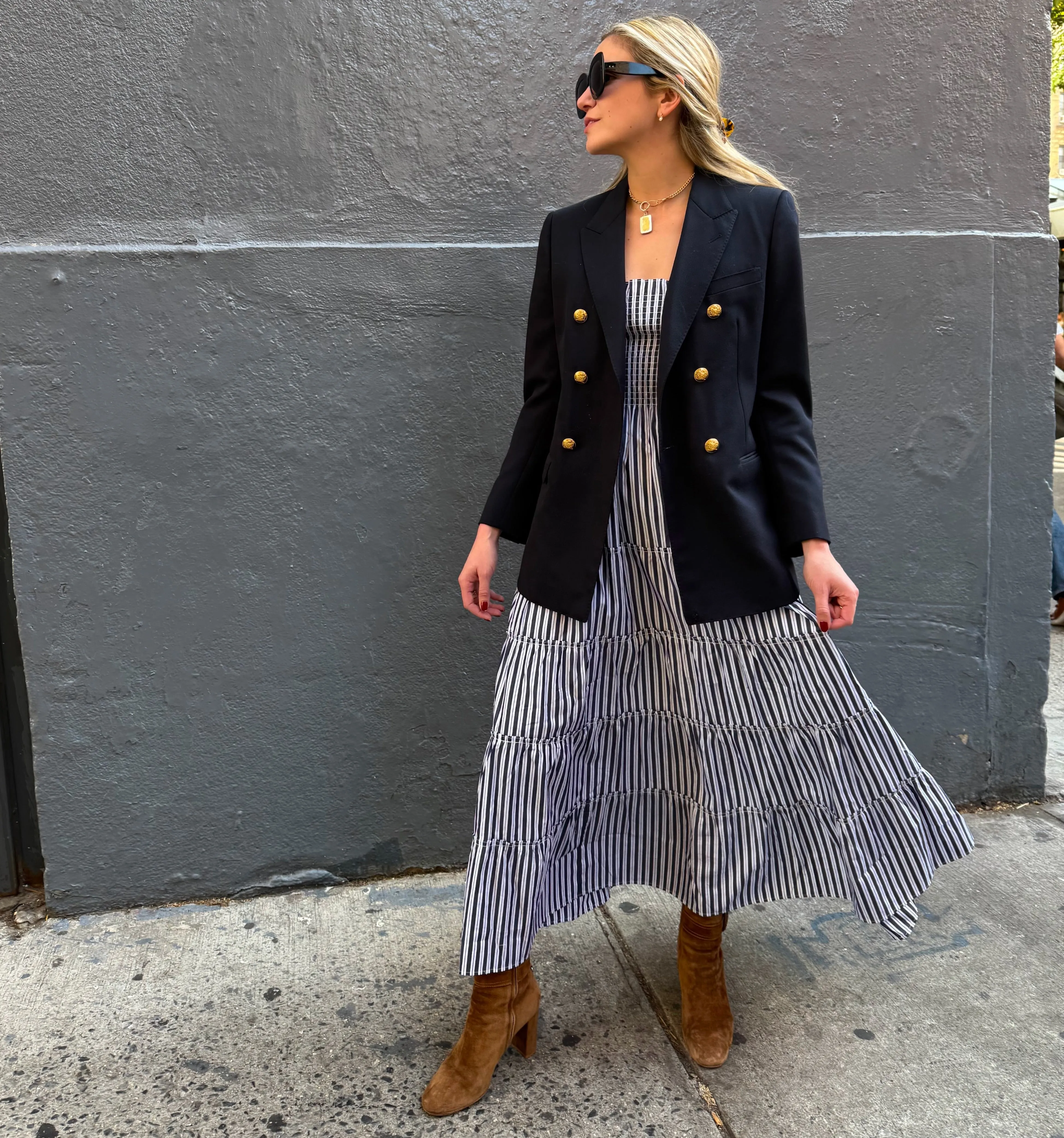 The Ellie Maxi Nap Dress - Navy Stripe
