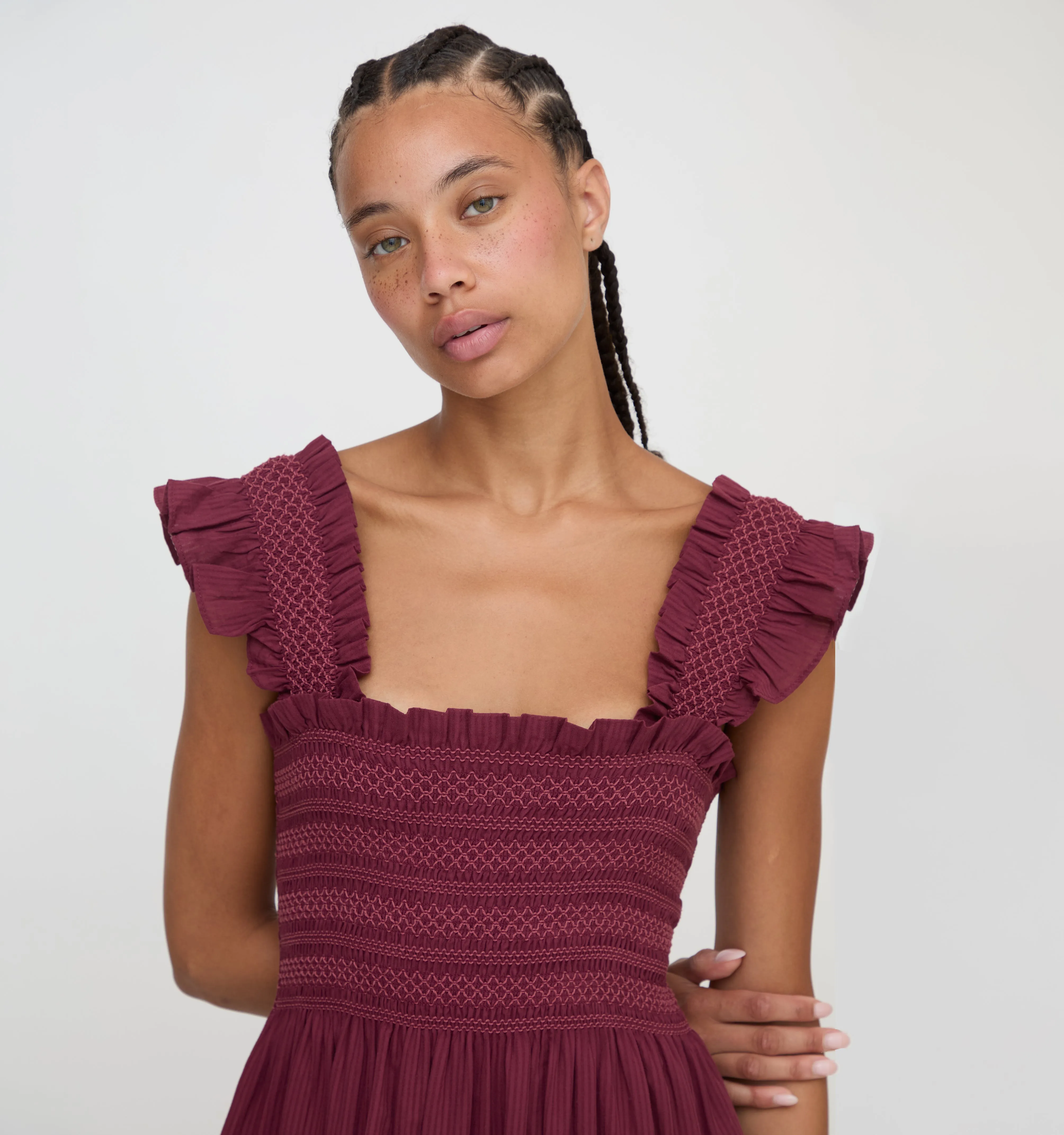 The Ellie Nap Dress - Burgundy Shadow Stripe