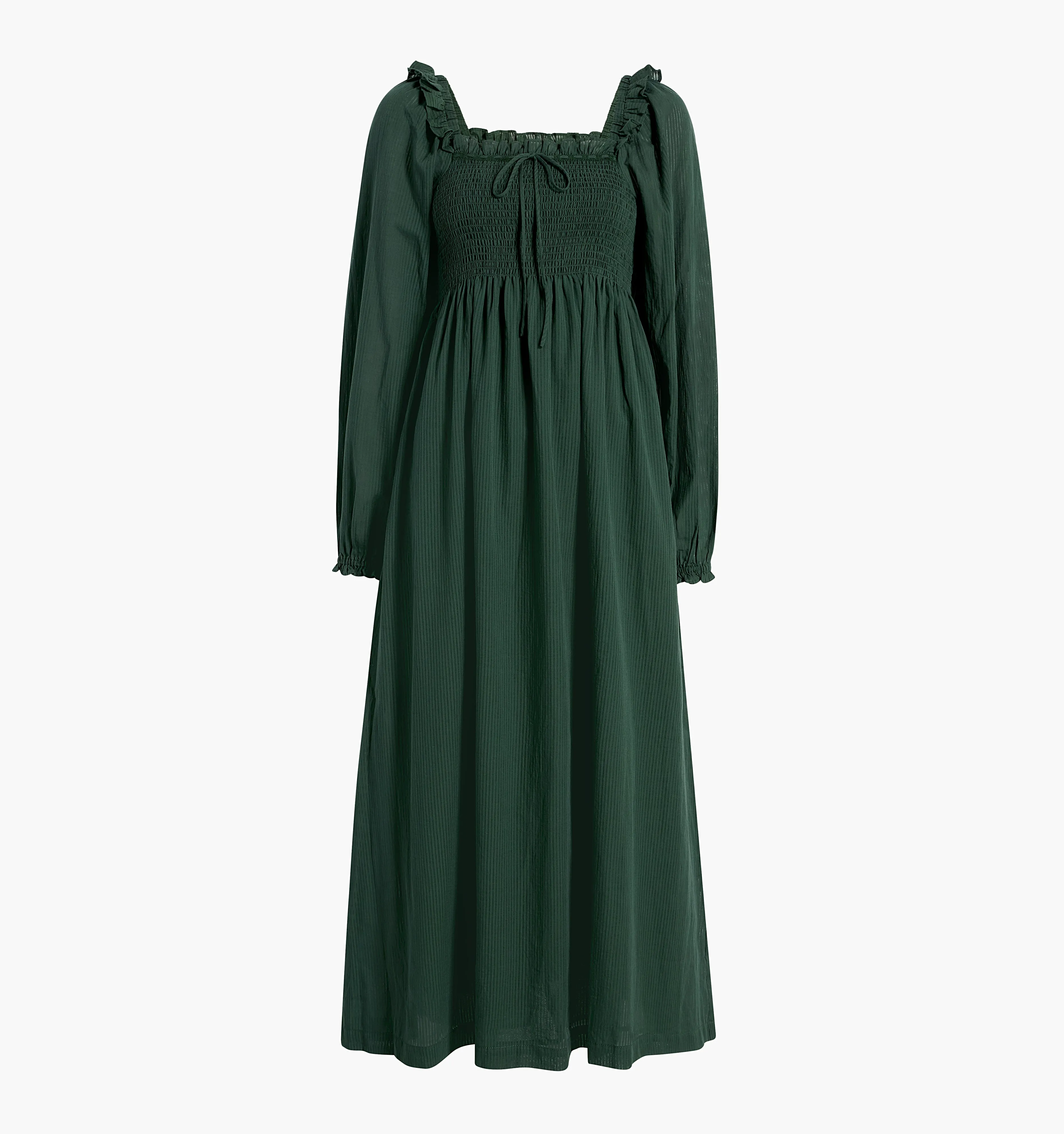 The Scarlett Long Sleeve Nap Dress - Green Shadow Stripe