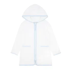 unisex white french terry hooded zipper coverup