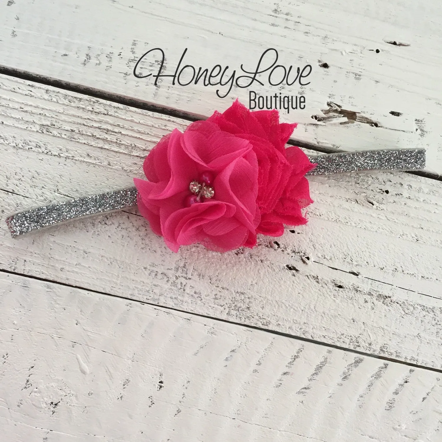 Watermelon Pink tutu skirt bloomers and silver glitter headband - embellished bloomer