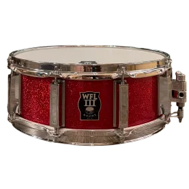 WFL3 Maple Snare Drum - Deep Red Glitter 5"x14" Chrome Lugs S1 throwoff b1