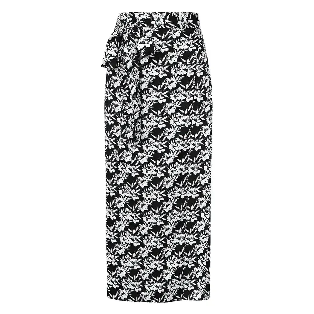 Wrap Skirt - Black Tropical
